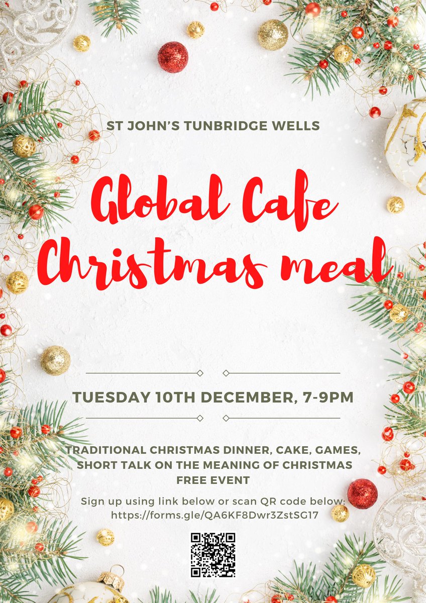 StJohnsTW's tweet photo. All internationals are invited to come and enjoy a traditional Christmas dinner, cake, games and a short talk on the meaning of Christmas. Click here to book https://t.co/sQl6v5kwsM #TunbridgeWells https://t.co/EIDdvKuQ8U
