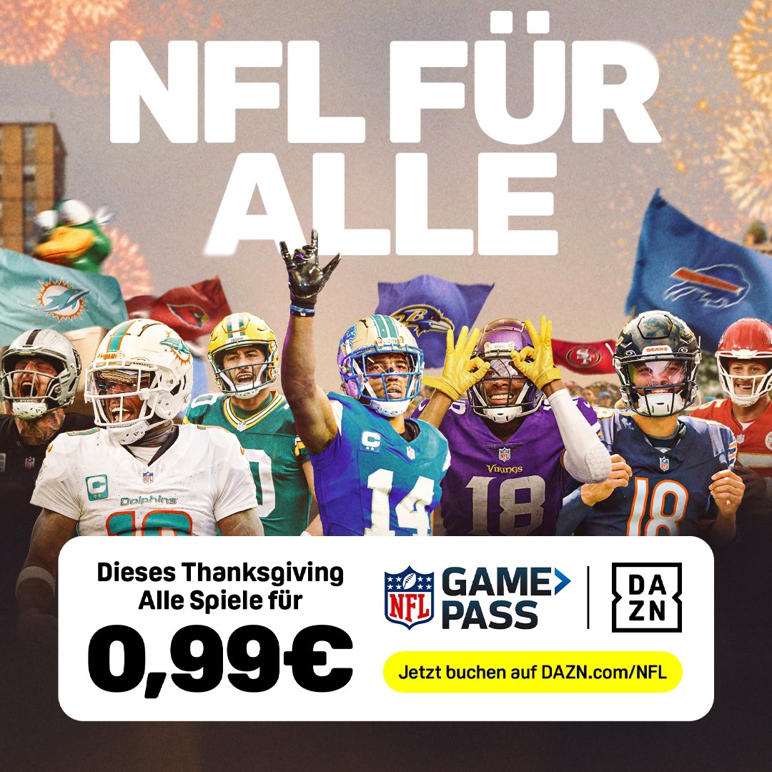 Das schönste 🏈 Wochenende der Regular Season steht an. Und wenn ihr ganz viel sehen, und dafür ganz wenig bezahlen wollt, dann habe ich hier was für euch 

dazn.com/RomanMotzkus
Da bekommt ihr den Original Ton, und am Sonntag auch deutschen Kommentar mit mir bei SEA@NYJ