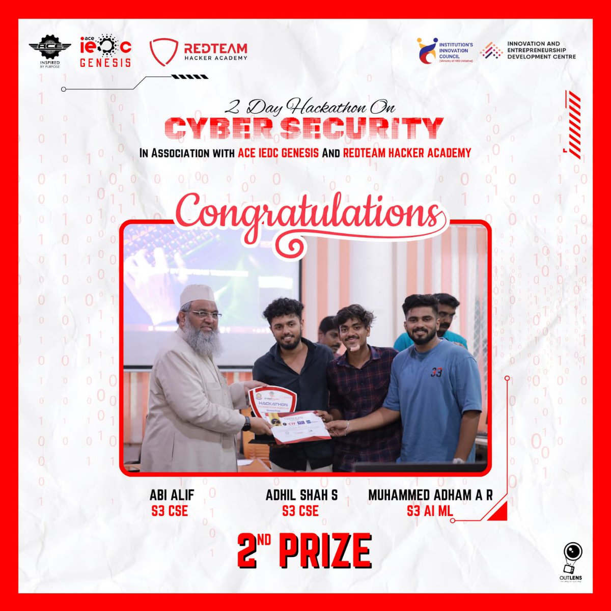 iedciicace's tweet photo. 🔐 During Cyber Week, on Oct 22-23, 2024, ACE College of Engineering hosted an electrifying Cybersecurity Hackathon by Redteam Hacker Academy! 💻 Participants honed their skills in real-world challenges. #CyberSecurity #Hackathon #RedteamHackerAcademy #ACECollege #IEDCGENESIS https://t.co/VMs3Z7RTLN