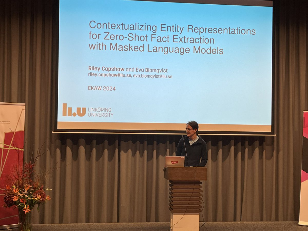 Riley Capshaw just presented his paper on contextualisation using masked language models. Well done!  <a href="/ekawconference/">EKAW Conference</a> #ekaw2024 <a href="/liusemweb/">LiU Semantic Web</a>