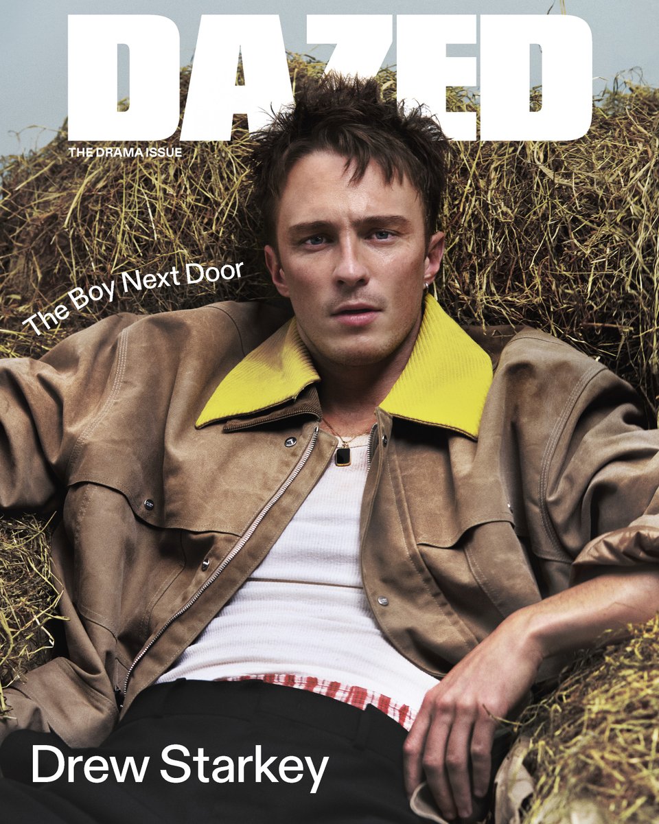 Dazed's tweet photo. In Luca Guadagnino’s Queer, Drew Starkey burns up the screen as an ex-Navy man whose haunting good looks bring Daniel Craig out in a nervous sweat. As the last cover star for #TheDramaIssue, Starkey talks punk, postmodernism, and why ‘sex is honesty’ in art as in life: https://t.co/uV9aP3Dkf4