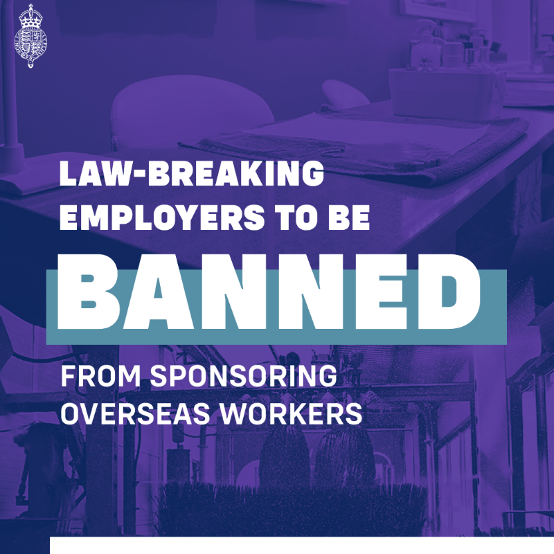 ukhomeoffice's tweet photo. BREAKING: Government crackdown on visa abuse and migrant exploitation.

1⃣ Visa sponsorship licences will be revoked for breaking the law
2⃣ Businesses won't be able to charge workers for visa sponsorship costs