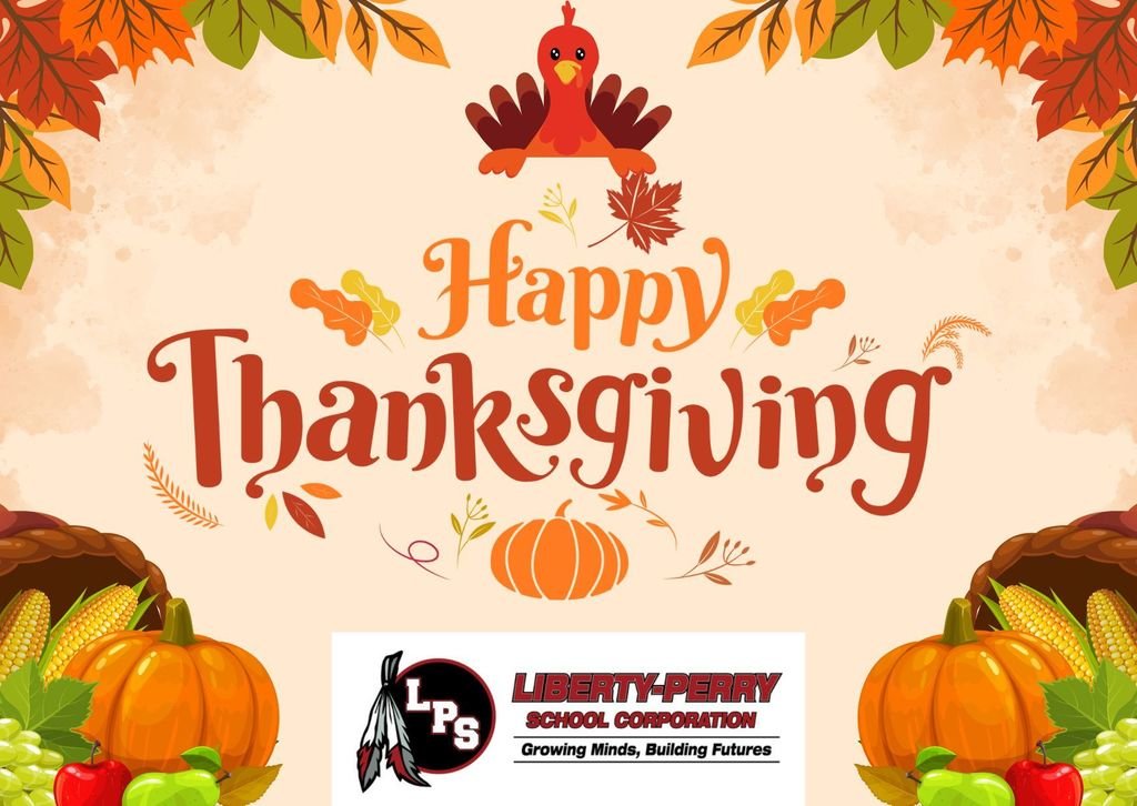 LPSelma1's tweet photo. Happy Thanksgiving from all of us at Liberty Perry! 🦃🍁 We’re grateful for our students, staff, families, and community who make this such a special place. Wishing you a day filled with joy, gratitude, and plenty of pie! 🥧 
#Thankful 
#GrowingMindsBuildingFutures https://t.co/S0TEvh5w4j