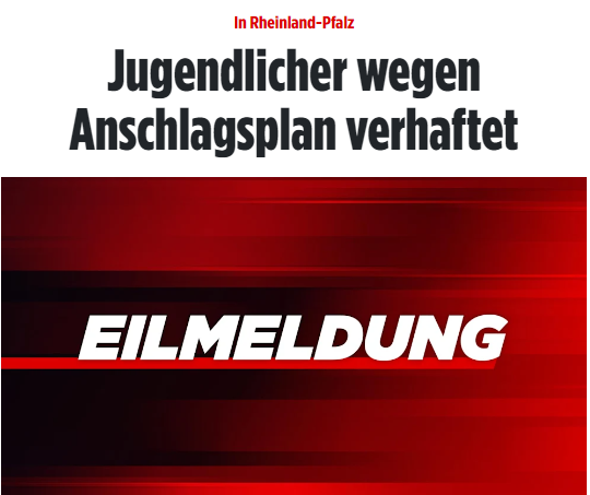 Taykra's tweet photo. Selbstgebaute Rohrbomben: Jugendlicher wegen islamistischem Anschlagsplan in Rheinland-Pfalz verhaftet. Ihm wird die Vorbereitung einer schweren staatsgefährdenden Gewalttat vorgeworfen https://t.co/Thq3KuYAmB https://t.co/g041dkOkkB