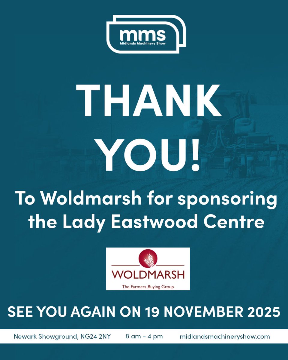 MidsMachinery's tweet photo. A very big thank you to our sponsors for the 2024 Midlands Machinery Show ✨ 🙌 

👏 Thank you to @chandlersfe , @RainthorpeTrans and @Woldmarsh and all our sponsors who supported this year's show.

To see all this year's sponsors, please go to: https://t.co/BL5b7EzwBU

#MMS2024 https://t.co/U0sk2p8Ftp