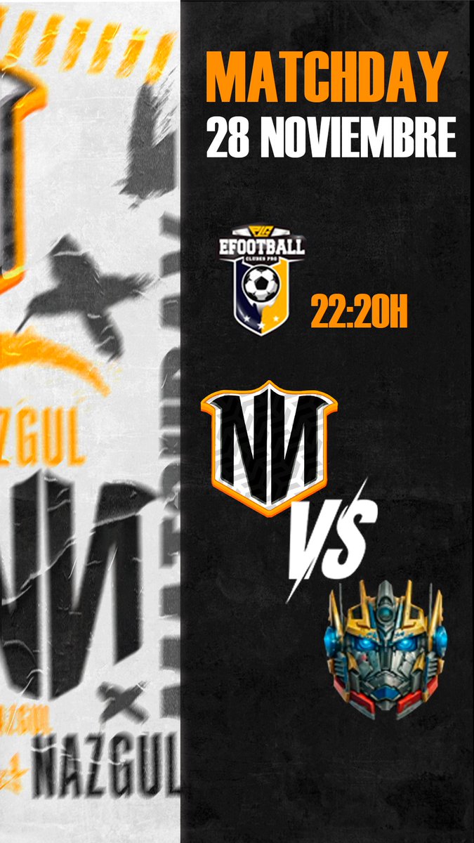 🔶 MATCHDAY 🔶 
Vamos chicos, last one. 💥

🏆 <a href="/PLGeFootBall/">PLG España</a> 🆚 <a href="/transformers_cf/">Transformers C.F 🏎️</a> 

#GoNN #GoNazgul #NagulOnTop