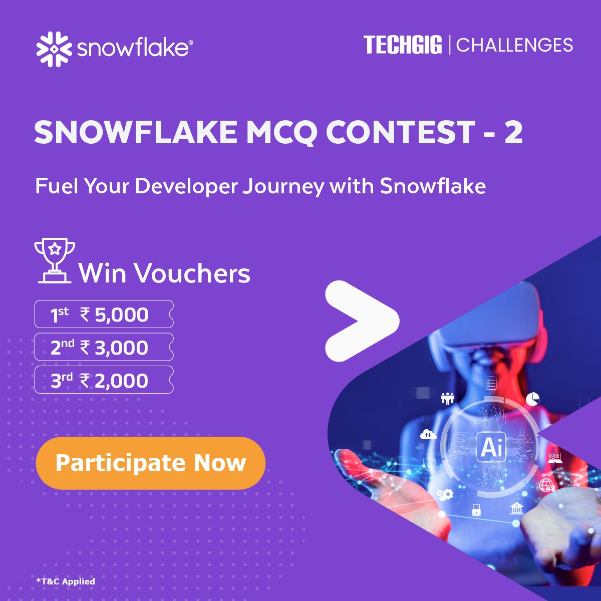 techgigdotcom's tweet image. Show off your skills and win amazing prizes! Join the exclusive MCQ contest by @SnowflakeDB & @techgigdotcom. Answer questions, earn points, and claim exciting rewards!
Participate Now: techgig.com/challenge/snow…
#TechContest #DeveloperChallenge #SnowflakeInnovates #EarnRewards