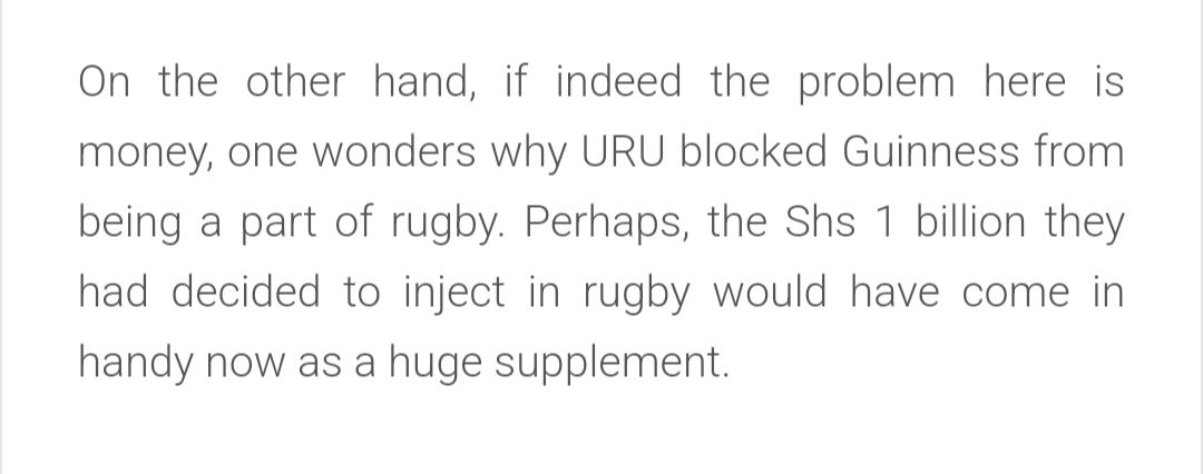 <a href="/HipposFans/">𝗛𝗶𝗽𝗽𝗼𝘀 𝗙𝗮𝗻𝘀 𝗖𝗹𝘂𝗯</a> As in why block another sponsor yet we don't have enough funds?
Can't sponsors work together? Is the other sponsor selfish and wants to enjoy the monopoly? URU please we need our sport to continue.
#UgandaRugby #WorldRugby  #LetsBeHonest #RugbyAfrique