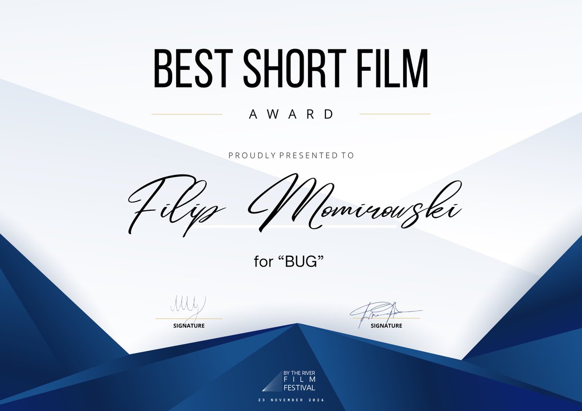 Thank you, By The River Film Festival! #bug #shortfilm #FilmFestival 🏆