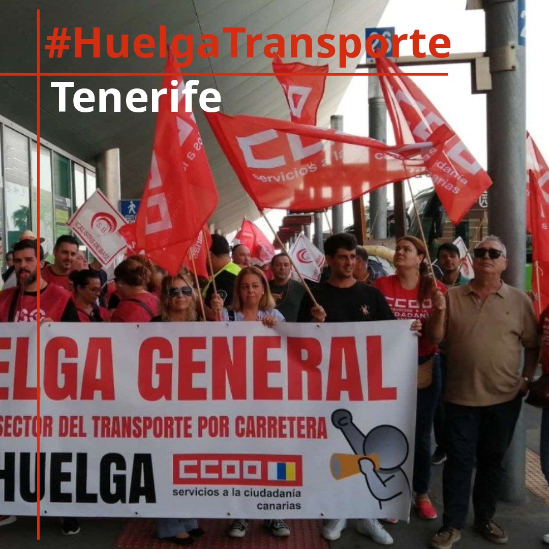 CCOOCanarias's tweet photo. #HuelgaTransporte #Tenerife @FSCCCOOCanarias  retoma las concentraciones del sector de Transporte de Viajeros hoy y mañana.  Hasta que firmen las reivindicaciones para solicitar el adelanto de la edad de jubilación mediante coeficientes reductores. https://t.co/EV1vAc8ag4