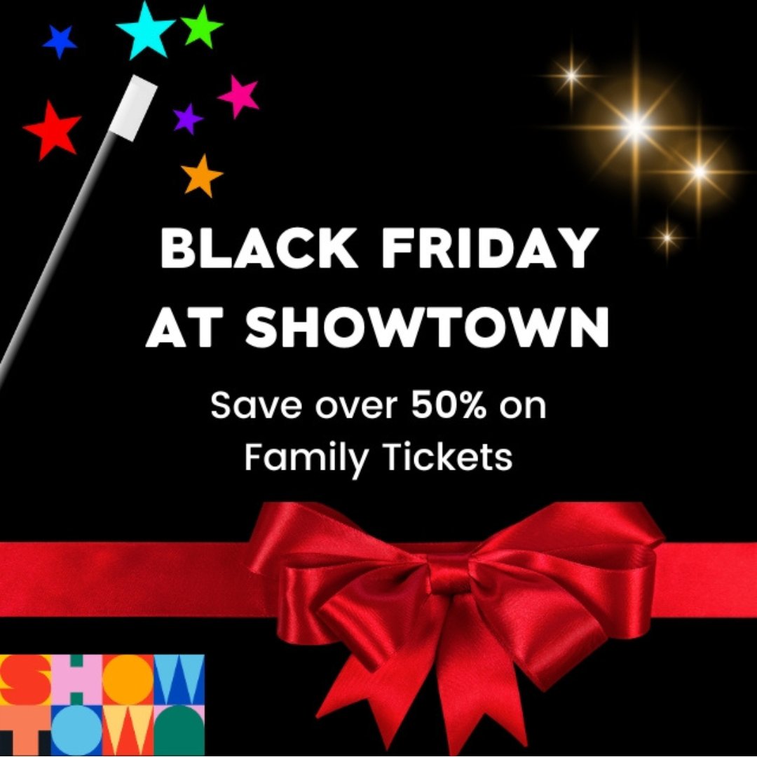 ShowtownBPL's tweet image. 👀🎪Black(pool) FRIDAY is here! Save 50% on Showtown family tickets - experience our museum for as little as £20 when you book during THIS weekend (Fri 29th Nov – Mon 2nd Dec) Offer is available for visits from 29th Nov 2024 - 30 March 2025 T & Cs apply:🎟️tinyurl.com/Showtown-Black…