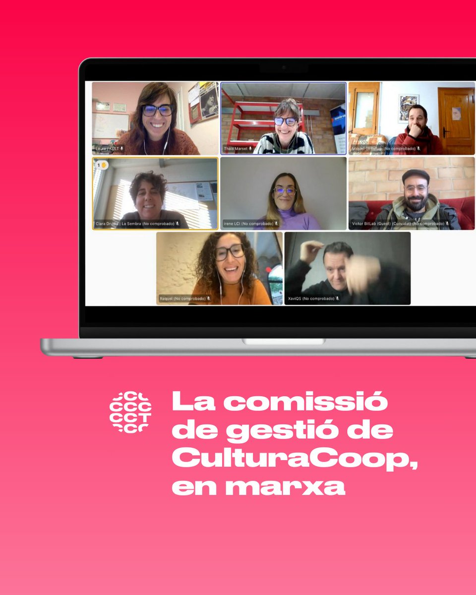 🛤️La sectorial de cultura de la Federació, <a href="/Cultura_Coop/">CulturaCoop</a>, segueix fent via 

Aquest dijous, primera reunió formal de la seva comissió de gestió, formada per <a href="/BitLabCat/">BitLab Cooperativa</a>, <a href="/XarxaClack/">Clack</a>, <a href="/ciutatinvisible/">LA CIUTAT INVISIBLE</a>, <a href="/ElRefugiCoop/">El Refugi, Llibreria crítica</a>, <a href="/quepo_org/">Quepo</a>, <a href="/LasembraC/">La Sembra - comunicació</a> i <a href="/quesoni/">QUESONI</a>