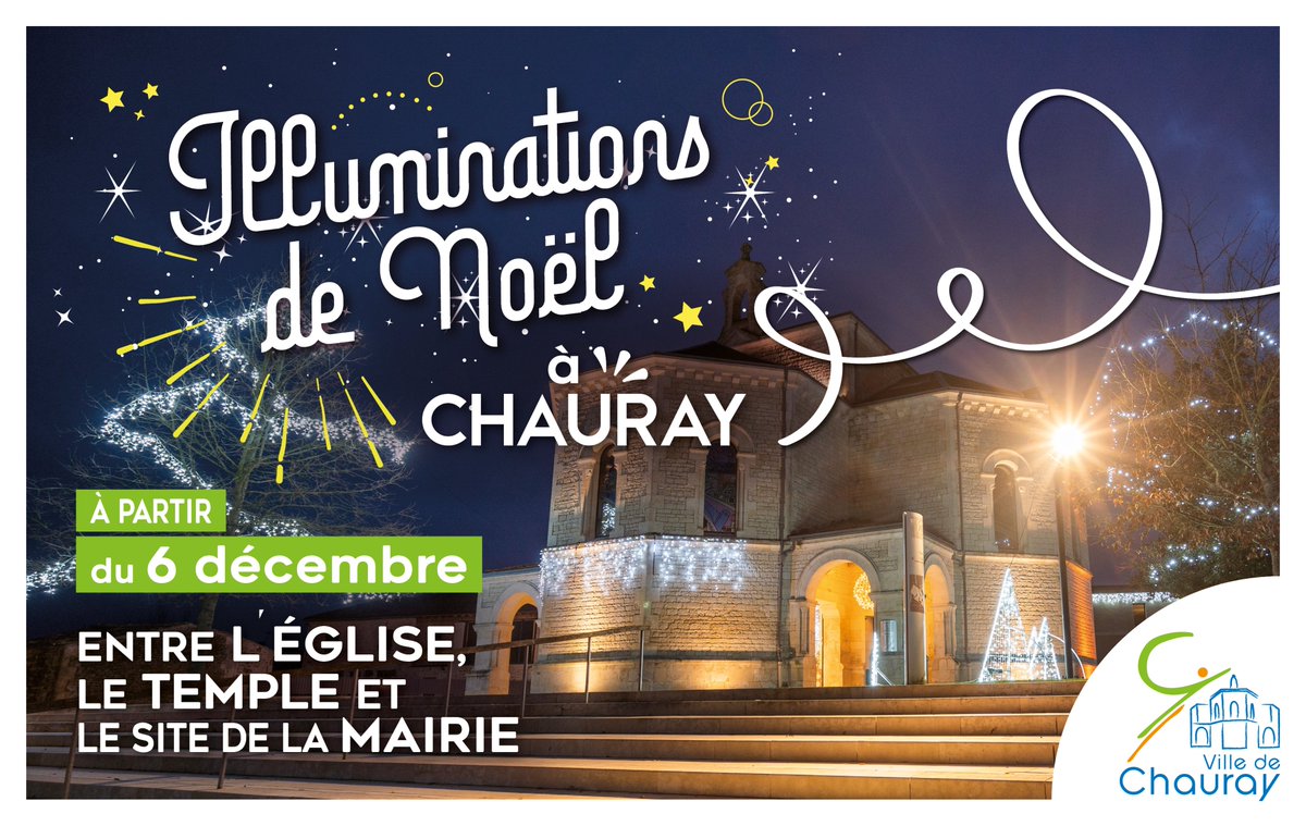 [ ILLUMINATIONS DE NOËL À CHAURAY ] #chauray

👉 À partir du 6 Décembre, entre l’église, le Temple et le site de la Mairie.
Une invitation pour le plaisir des yeux. 🤩✨🎄
#illuminations #illuminationsdenoel