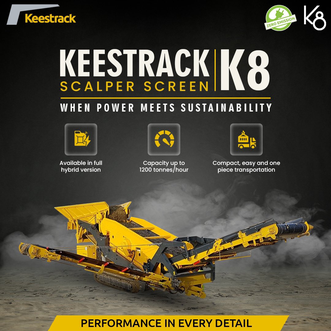 KeestrackIndia's tweet image. 💛 Keestrack K8 Scalper Screen – Where power meets sustainability! 🌱⚡
Choose performance that’s built to last, while keeping the planet green. 🌍✨

#KeestrackK8 #PerformanceInEveryDetail #Sustainability #HybridPower #ZeroEmission #Efficiency