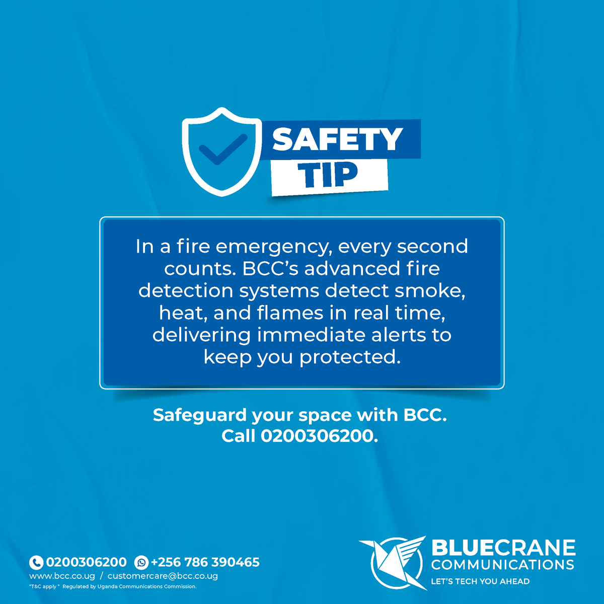 BCC_UG's tweet photo. Quick alerts can save lives. BCC’s fire detection systems provide fast, accurate detection, giving you the critical time needed to respond.
For reliable fire safety, call 0200306200.
#LetsTechYouThere #SpeedsUpPricesDown https://t.co/uee3i99TZp