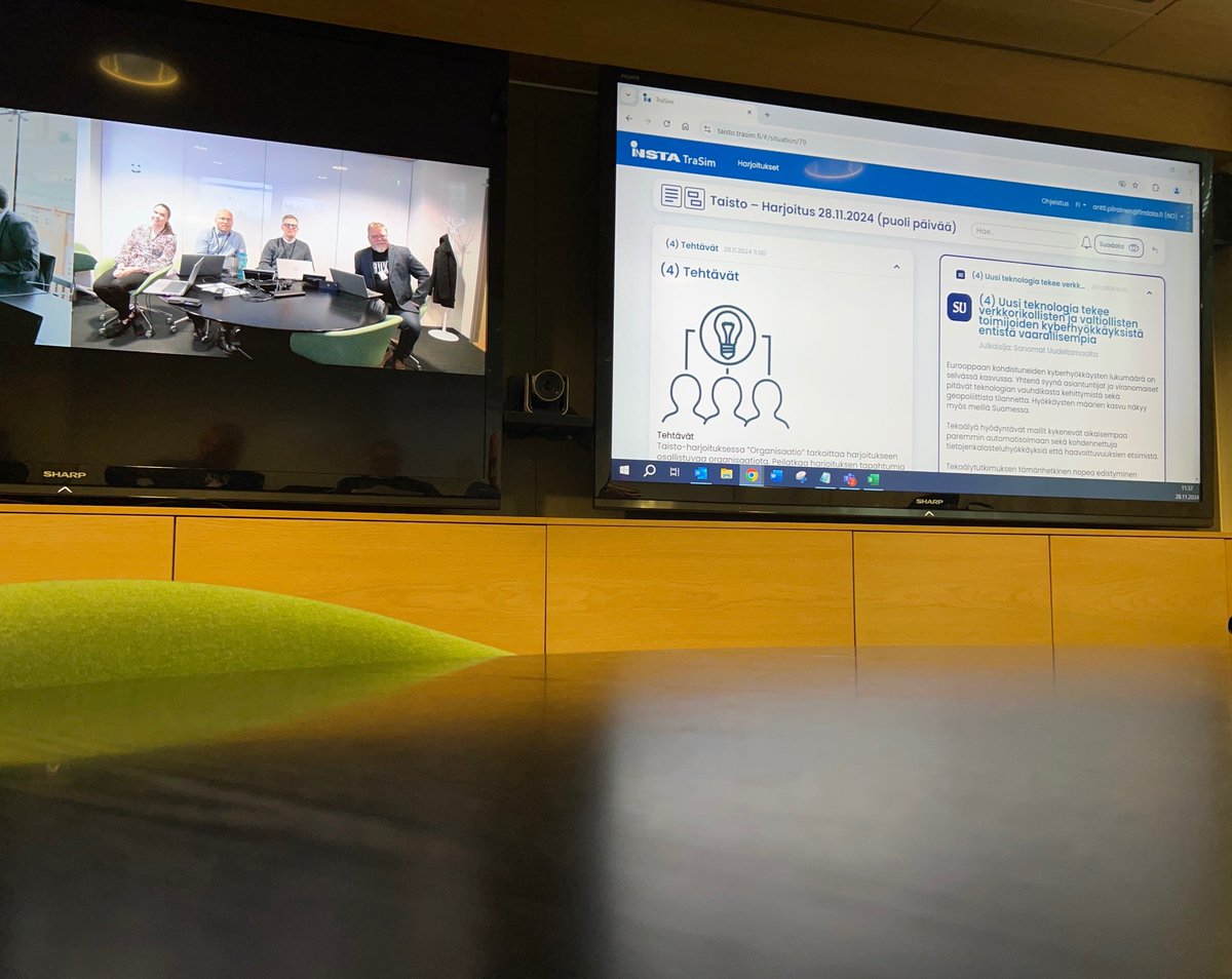 Pöytä tyhjänä intensiivisen aamupäivän jälkeen – ainakin hetken. Findata osallistui tänäkin vuonna #Taisto-harjoitukseen, joka on Suomen suurin kyber- ja digiturvaharjoitus. Kiitos <a href="/DVVfi/">Digi- ja väestötietovirasto</a> järjestämisestä!

#tietoturva #tietosuoja #varautuminen