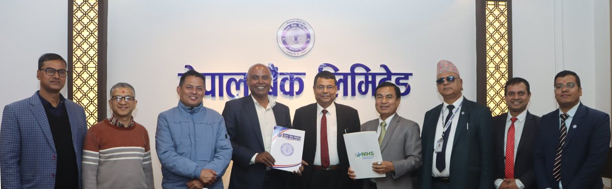 NepalBank_Ltd's tweet photo. We're delighted to announce that Nepal Bank has recently partnered with Nepal International Health Services (NIHS), Jamal, Kathmandu.
#NepalBankLimited #NBL #firstbankofnepal
#NepalInternationalHealthServices #NIHS #MOU https://t.co/6B30BiWtUK