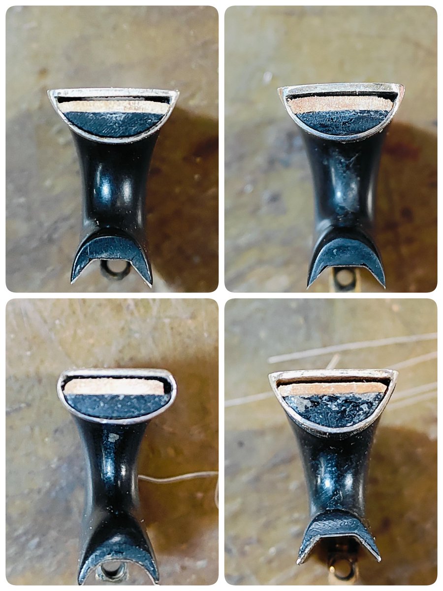 MasahitoShoji's tweet image. #フェルル  #ferrule 
 #くさび  #keil 
 #毛替え  #bogen_beziehen 

銀の金具フェルルと白っぽい木のくさびの隙間から、毛が出ています🐎
いろんな隙間の形があるね🫣

 #ヴァイオリン  #ヴァイオリン製作  #ヴァイオリン修理