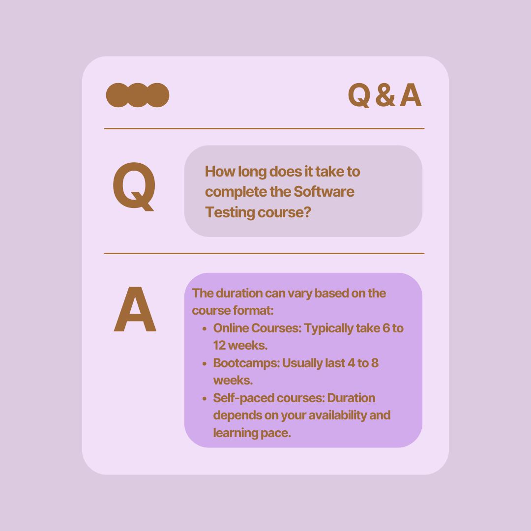 archijain931's tweet image. The duration of a Software Testing course typically ranges from 4 to 12 weeks, depending on the format. Learn at your own pace and boost your QA skills! 🚀💻 #SoftwareTesting #QA #LearnTesting #TechSkills