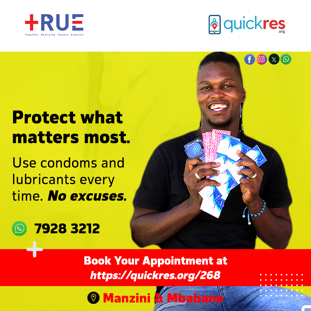 EswatiniTrue's tweet photo. 🎉Pleasure without protection isn’t worth it. Get yourself free condoms and lubricants from our clinics. Call/WhatsApp 79283212 or visit https://t.co/sCAhDoS2Xh to make an appointment. Stay safe, stay smooth. 💎 @fhi360  #eswatini #condom https://t.co/gInuNcOqgU