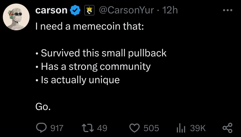 emenn_uk's tweet image. I need a memecoin that:

• Survived this little dip like a champ
• Brings the vibes with a loyal community
• Isn’t just another Doge clone

Drop your gems, frens. 🐕‍🔥 #MemeCoinHunt