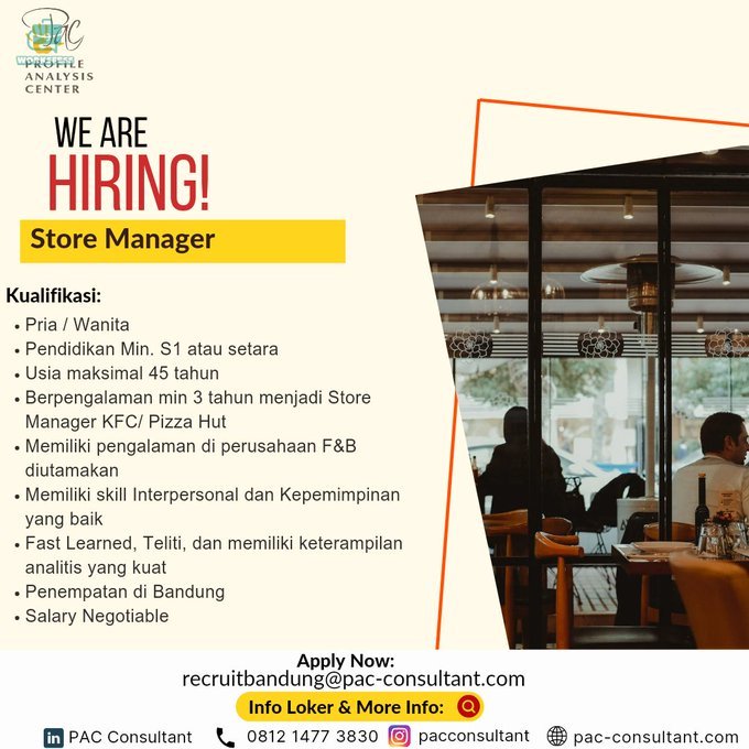 Loker store manager di Bandung