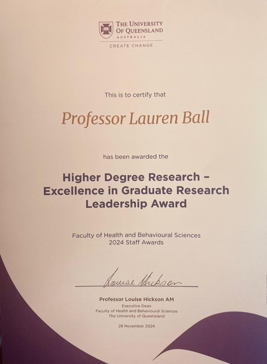 I'm super proud and excited to be recognised with this award at <a href="/UQ_News/">UQ News</a> today! Beyond supervising #PhD candidates, helping other #researchers develop their mentoring and reflect on their supervision skills is exceptionally rewarding.
