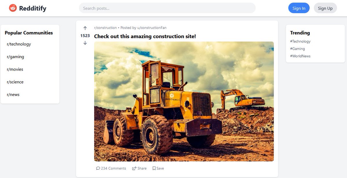 Reddit clone built with SiteCraft in one minute! The only AI that will build, edit, and host your site!

Check it out: builtwithsitecraft.app/67480092bd4f2.…