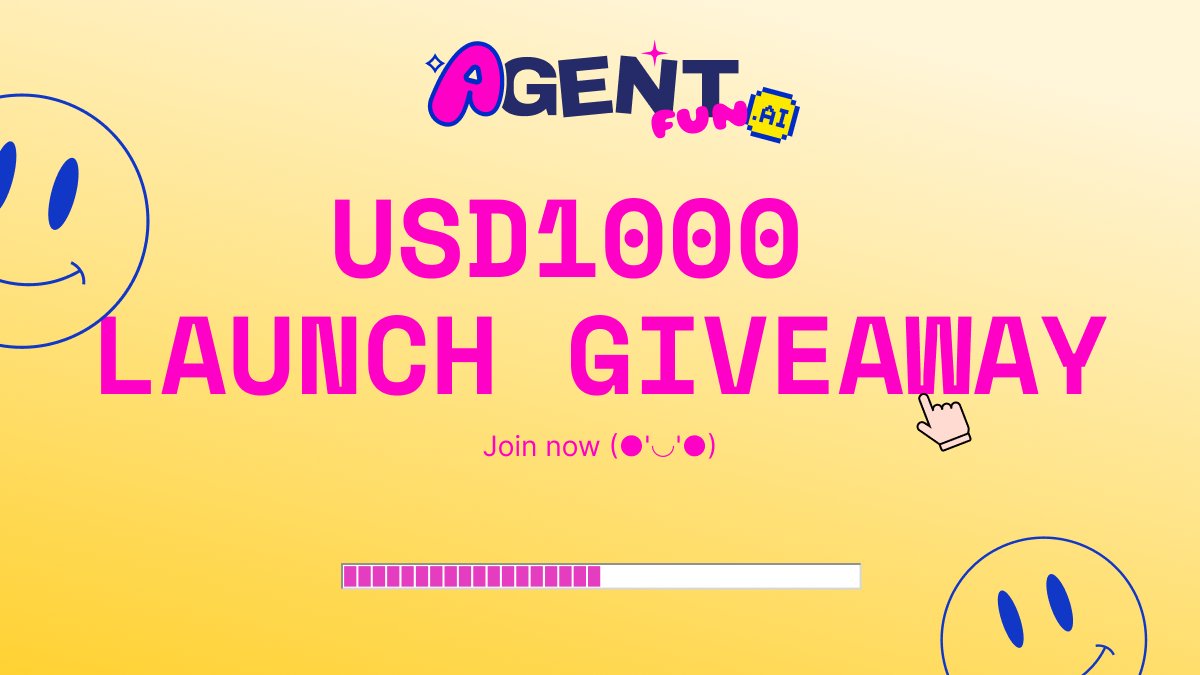 agentfunai's tweet photo. (｡･∀･)ﾉﾞ To celebrate our launch, we are giving away USD1,000 in #AGENTFUN~!

It’s easy to join—complete simple tasks and refer friends to boost your chances.

🔟 lucky winners to be picked~

Ends: 5 Dec, 8AM UTC

Join here 👇
https://t.co/Qf3BiE0N5K https://t.co/me89x0Upbu
