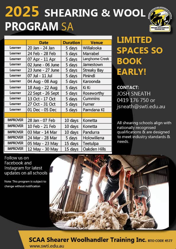 chilcott_rick's tweet photo. 2025 Shearing courses https://t.co/mjClzMViND