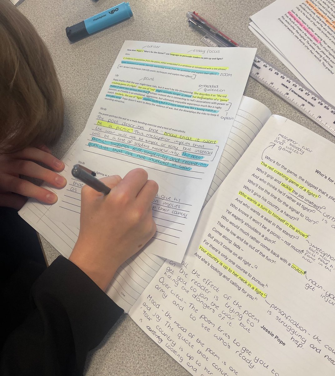 GateacreSchool's tweet photo. Following staff CPD, the English team are working hard on modelling and scaffolding for pupils, carefully removing scaffolds as they work towards the You Do/ independent practice #principlesofpractice #TeachLikeaGateacreGREAT https://t.co/n0JvajnzyA