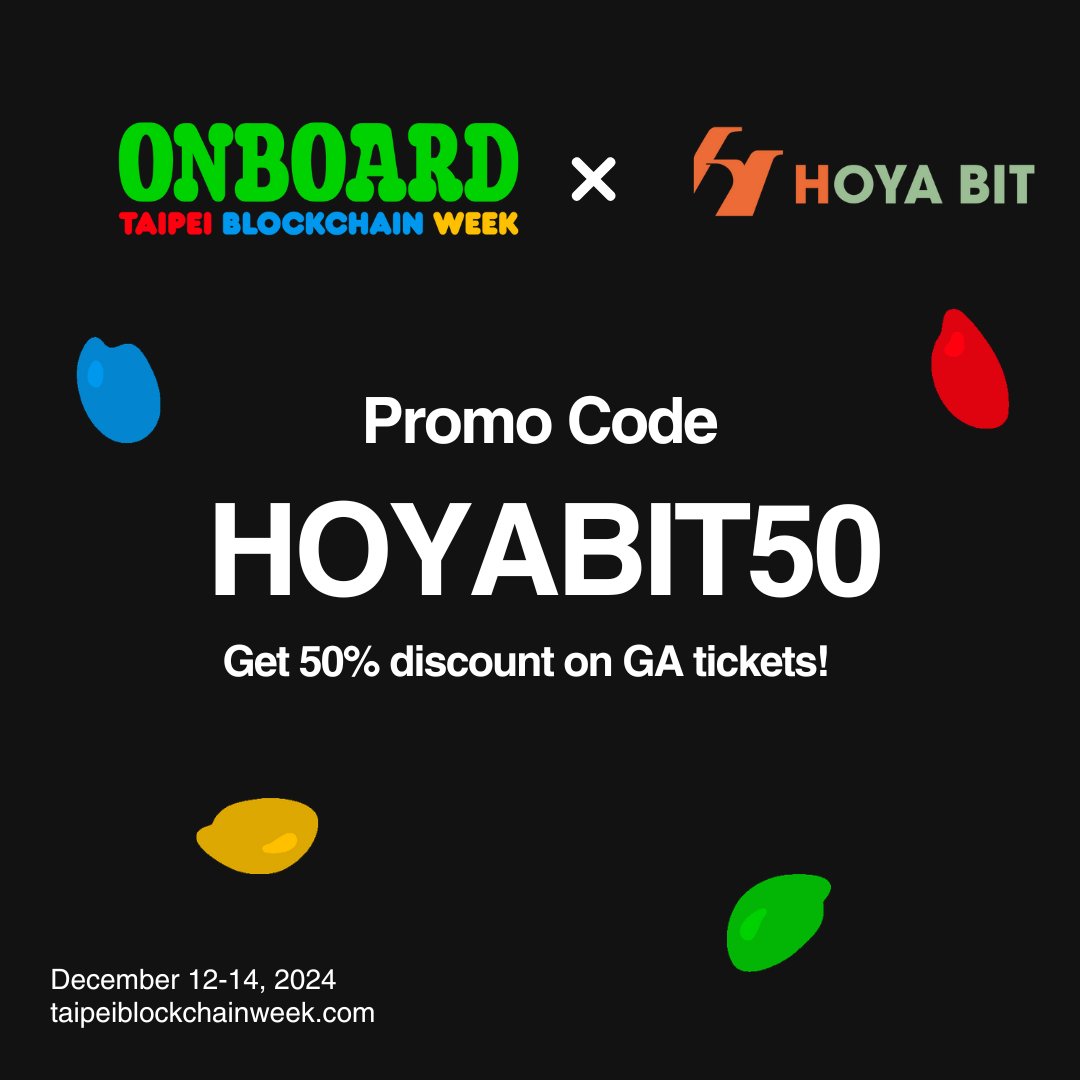 【 🎉 HOYA BIT 推廣 📷  】 
一年一度的 #TBW2024 又來囉！ 
本屆主題為「 Onboard 」，致力引領大眾進入 Web3 領域
歡迎使用以下 HOYA BIT 專屬折扣碼購票參加，就可以獲得 50% 折扣～ 
活動官網👇
taipeiblockchainweek.com

<a href="/TaipeiWeek/">Taipei Blockchain Week</a>