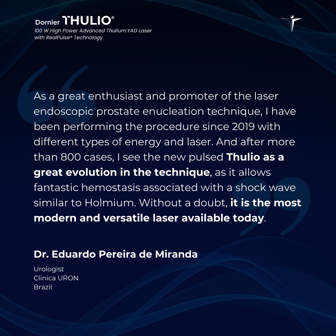 Thulio® offers excellent versatility, empowering modern urologists to excel in today’s practice. Experts like <a href="/Eduardo95470539/">Eduardo Miranda</a> are convinced that Thulio® offers the most versatile laser technology in the market.

Find out what sets Thulio® apart: dornier.com/thulio