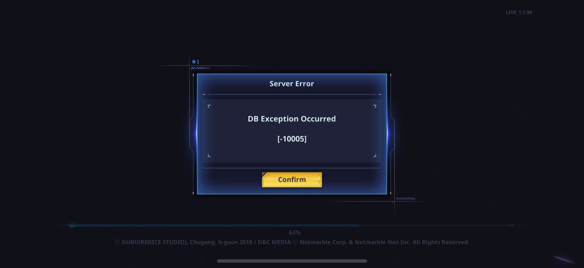 VexinglyVague's tweet photo. .@Sololv_ARISE_GL I got kicked from the game (iOS app) with this DB exception while claiming rewards. Now I can’t get back in no matter how often I restart, reinstall, etc. Do you know of a fix? I see a thread on Reddit of others having this issue, too: https://t.co/jWaeyDZ3CN