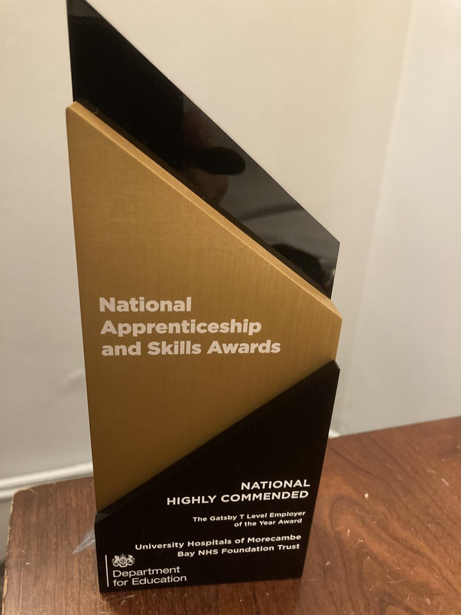 A shame not to win but <a href="/UHMBT/">MorecambeBayNHSTrust</a> were ‘Highly Commended’ for the #TLevel Employer of the Year at the DfE National Skills &amp; Apprenticeships Awards. Congratulations to <a href="/LloydsBank/">Lloyds</a> on their win