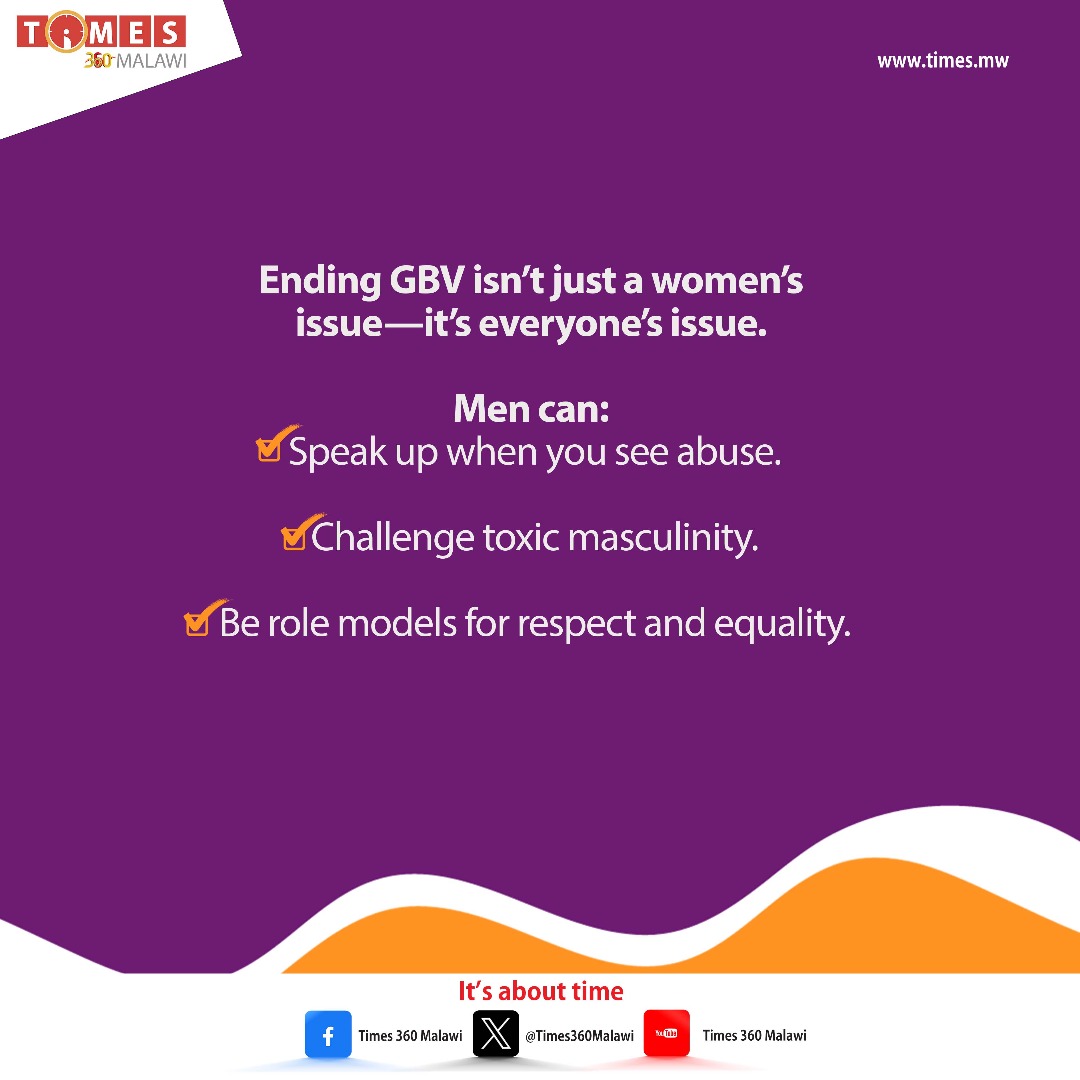Times360Malawi's tweet photo. During #16DaysOfActivismAgainstGenderBasedViolence let's remember that men can also speak up against abuse #Times360Malawi #gbv #16DaysOfActivism #activis https://t.co/mfaqmt8ogT