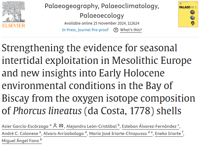 asierge's tweet image. 📢 New OA Paper!
We explore 1) how prehistoric foragers optimised seasonal resource use to maximise energetic returns, and 2) the climate conditions in the Bay of Biscay around 9 ka cal BP.
🔗➡️ doi.org/10.1016/j.pala…
Thanks to @AlvaroLezetxiki @ICTA_UAB @upvehu @unirioja
