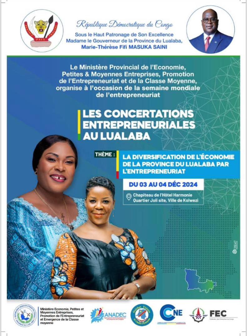 CCNERDC's tweet photo. 🚨 Mise à jour importante 🚨
Les Concertations Entrepreneuriales au Lualaba, initialement prévues aux dates du 29 et 30 nov, sont reportées pour les 3 et 4 déc 2024.  
📍 Chapiteau de l’Hôtel Harmonie, Quartier Joli Site, Ville de Kolwezi. https://t.co/hGqjJunicw