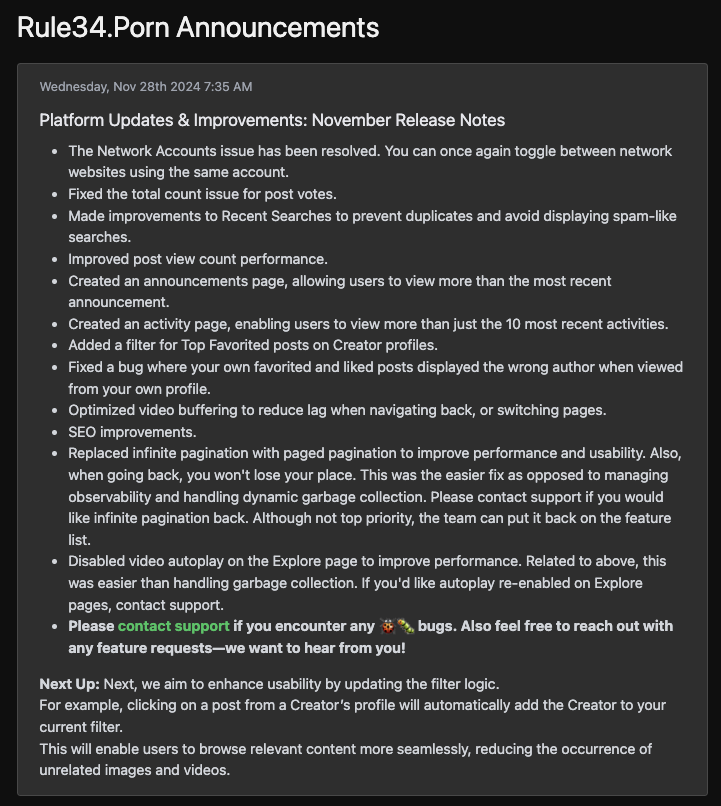 Rule34Official's tweet photo. Platform Updates &amp; Improvements: November Release Notes
#rule34 #rule34porn https://t.co/fp38C5o1Xw