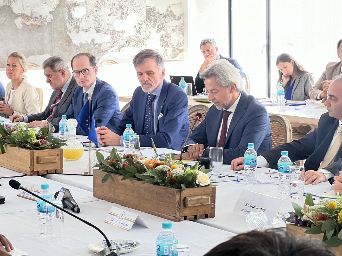 newswireZW's tweet photo. The latest session of the Zimbabwe-European Union @euinzim Dialogue meeting opening in Harare today.

EU ambassador @vonKirchmannEU says talks will focus on trade and investment, supported by economic and governance reforms. 

@MoFA_ZW Perm Sec Albert Chimbindi: “We may not always agree on everything, all the time, but what’s important is to build on areas where we have convergence”