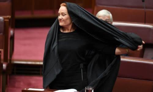 DebDownUnder89's tweet photo. @theafroaussie @OzraeliAvi @therealrukshan @PaulineHansonOz Don’t forget cosplaying women of other religions, in the Senate is another Western value that she supports! https://t.co/UrCu3LATeW