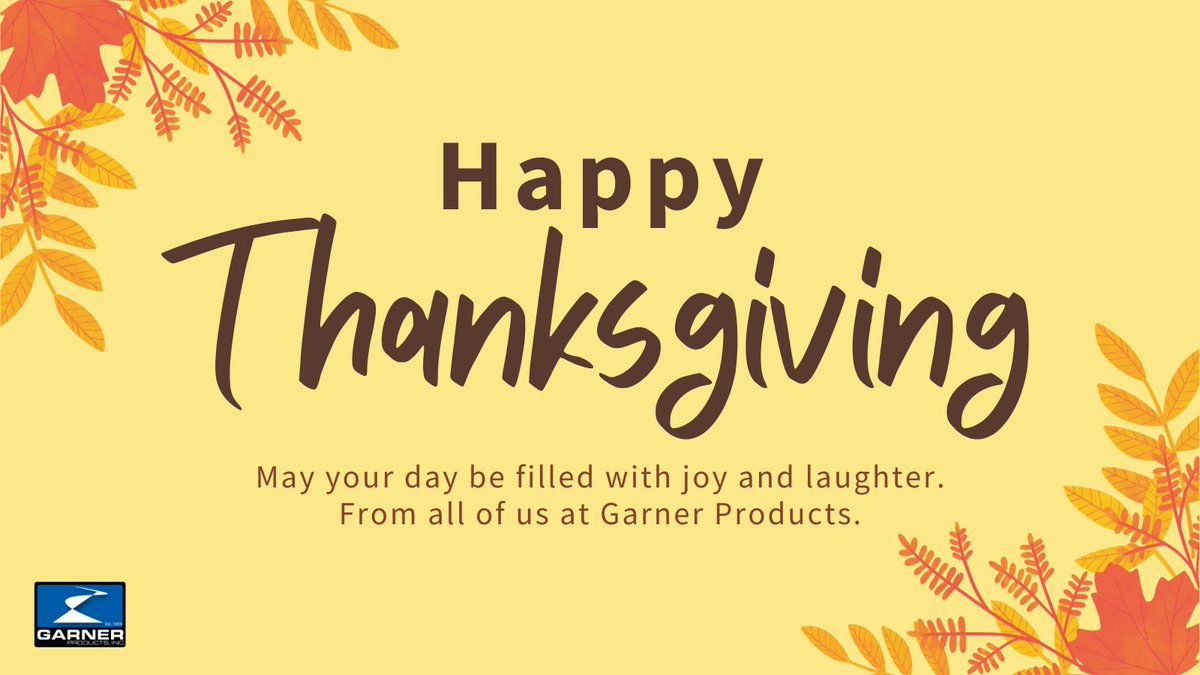 Happy Thanksgiving! From all of us at Garner Products, thank you for being part of our community. May your day be filled with joy, laughter, and a table overflowing with gratitude. #Thanksgiving