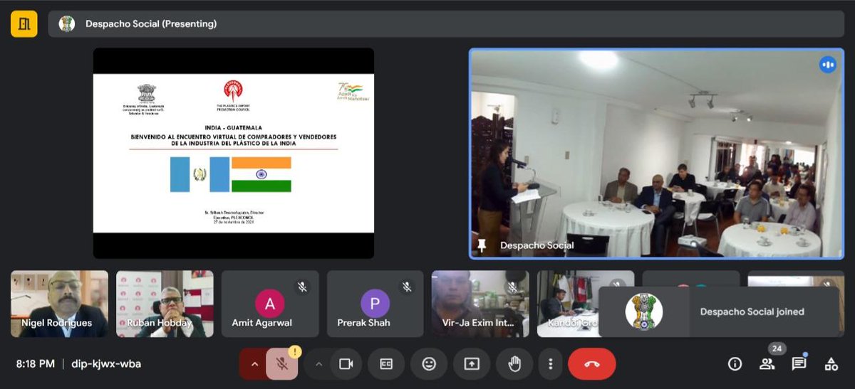 Plexconcil's tweet photo. The Embassy of India in Guatemala, in collaboration with Plexconcil, successfully hosted a Virtual Buyer-Seller Meet on November 27, 2023, connecting over 35 companies from Guatemala and 20 from India. #PlasticIndustry #IndiaGuatemala #BusinessGrowth #Plexconcil #Plastics Exports https://t.co/OrHeOEEaEn
