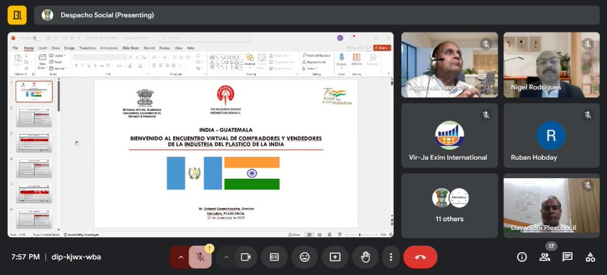 Plexconcil's tweet photo. The Embassy of India in Guatemala, in collaboration with Plexconcil, successfully hosted a Virtual Buyer-Seller Meet on November 27, 2023, connecting over 35 companies from Guatemala and 20 from India. #PlasticIndustry #IndiaGuatemala #BusinessGrowth #Plexconcil #Plastics Exports https://t.co/OrHeOEEaEn