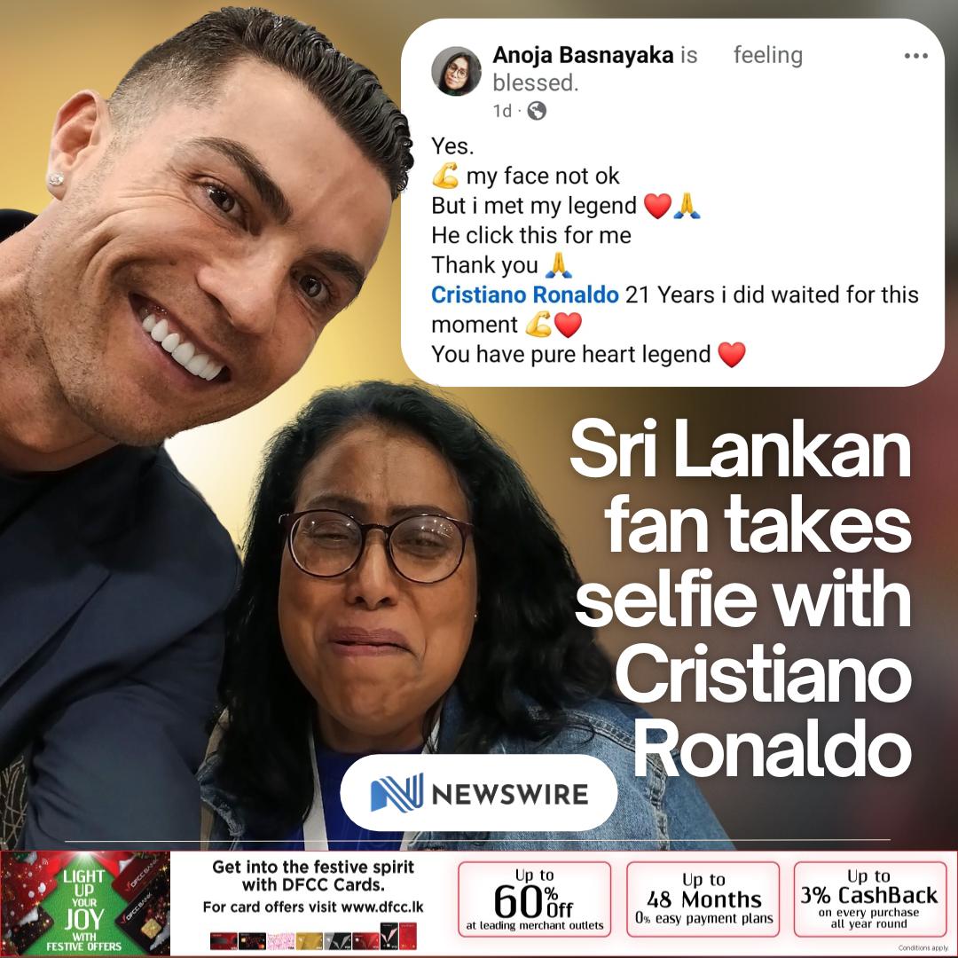 NewsWireLK's tweet photo. Sri Lankan fan takes selfie with Cristiano Ronaldo https://t.co/xDujKJIQzJ