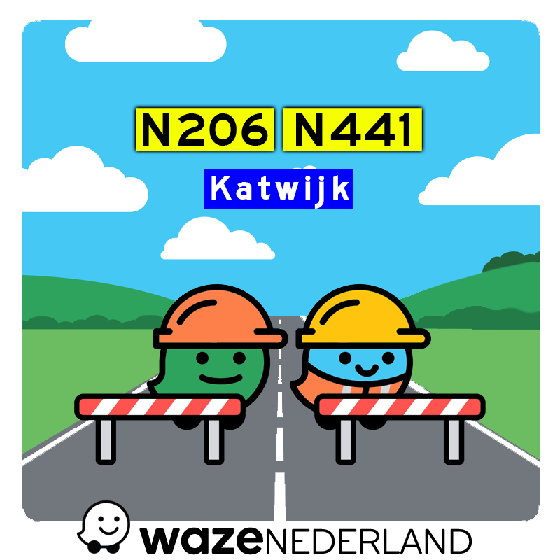 Vanwege #werkzaamheden langs de #N206 is deze afgesloten ter hoogte van de #N441 bij #Katwijk ter voorbereiding van de nieuwe #fietstunnel. Zoals altijd #wazeweetdeweg