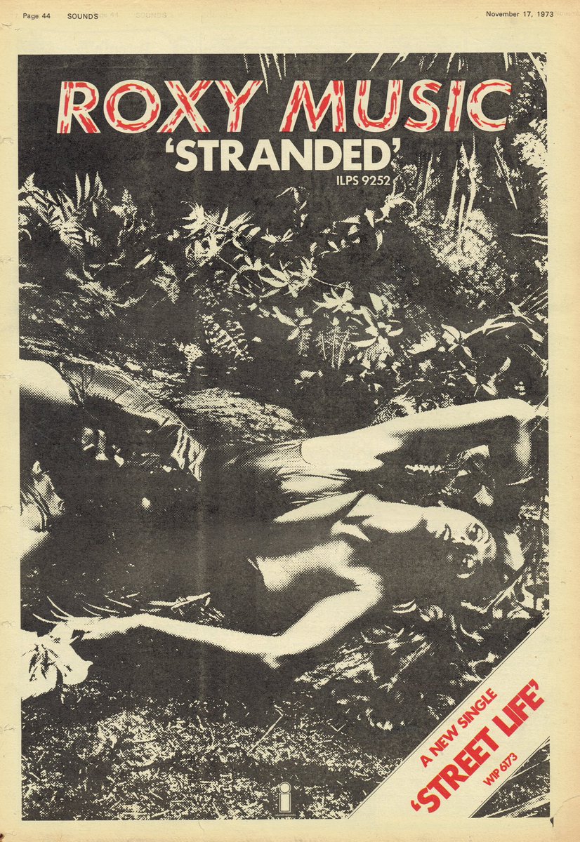 November 28
This week in 1973, Roxy Music's album "Stranded" entered the UK charts at number 5, where it remained for 17 weeks, enjoying the number 1 position for one week
Sounds
Music Newspaper 
November 17, 1973