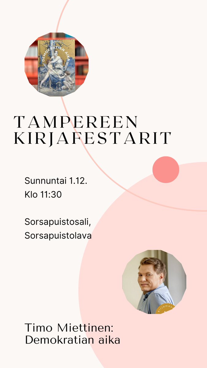 Nähdäänkö Tampereen kirjafestareilla?

Demokratian aika keskustelussa sunnuntaina 1.12. klo 11.30. Sorsapuistolavalla haastattelijana Taru Torikka.
<a href="/Teoskustantamo/">Teos</a> <a href="/TreKirjafest/">Tampereen Kirjafestarit</a>