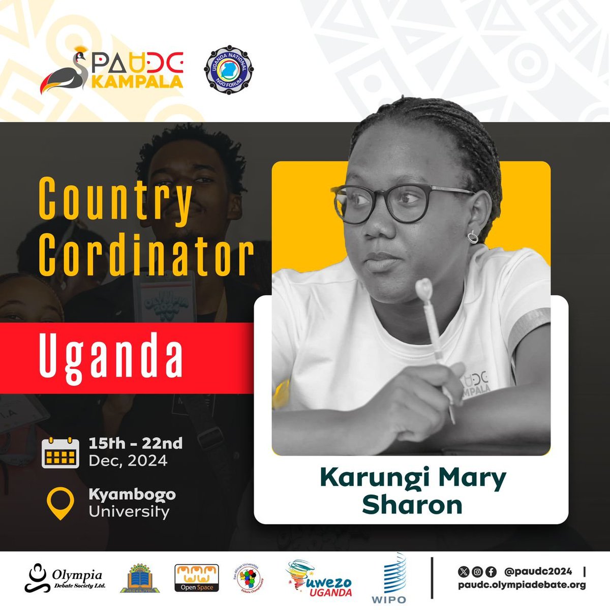 kat_festo's tweet photo. Karungi Mary Sharon is leading Uganda's delegation at #PAUDCKampala, thanks to the invaluable support of @ngoforum for empowering change-makers for Africa’s future.
#ThePearlExperience #Give4Devt https://t.co/ts8IcqdyxA