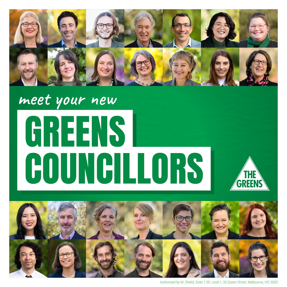 Meet your new Greens councillors! 💚

Our brilliant reps are already advocating for our communities on:
​​
🌡️ climate action
🏡 housing affordability and cost of living
🌱 greener communities
🫂 accessibility, diversity and inclusion

Meet them here: greens.org.au/vic/representa…
